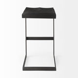 Kiran 17L x 17W x 30H Black Wood W/ Black Metal Base C-Shape Bar Stool from Mercana - Luna Furniture