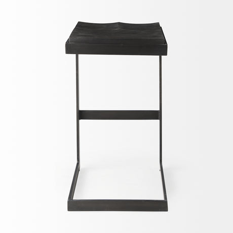 Kiran 17L x 17W x 30H Black Wood W/ Black Metal Base C-Shape Bar Stool from Mercana - Luna Furniture