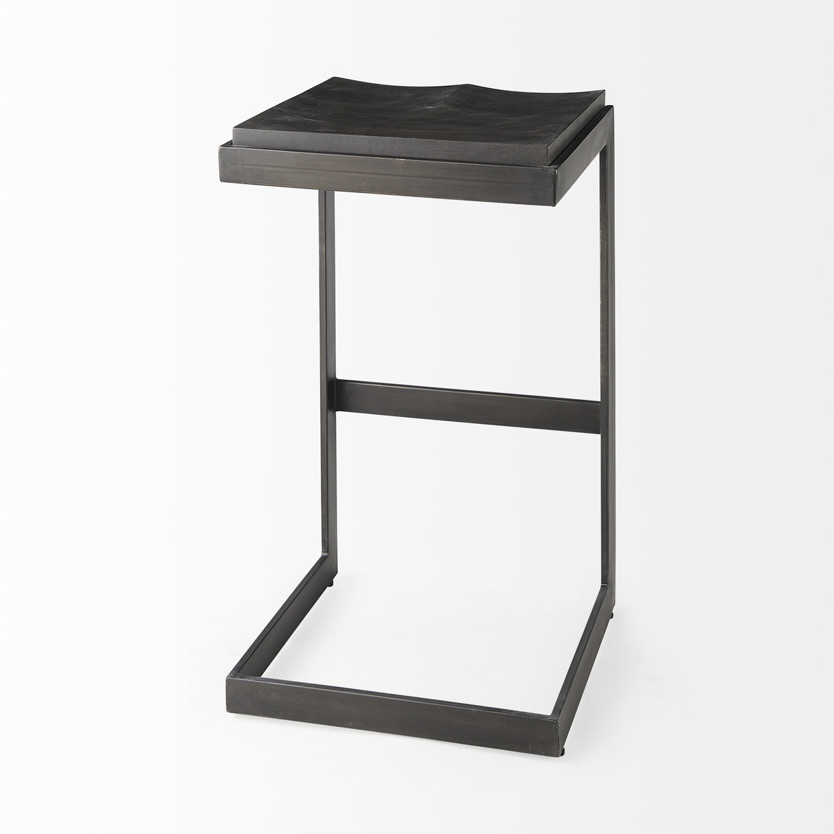 Kiran 17L x 17W x 30H Black Wood W/ Black Metal Base C-Shape Bar Stool from Mercana - Luna Furniture