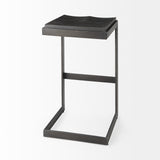Kiran 17L x 17W x 30H Black Wood W/ Black Metal Base C-Shape Bar Stool from Mercana - Luna Furniture