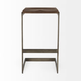 Kiran 17L x 17W x 30H Medium Brown Wood W/ Antique Nickel Finished Metal Frame Bar Stool from Mercana - Luna Furniture
