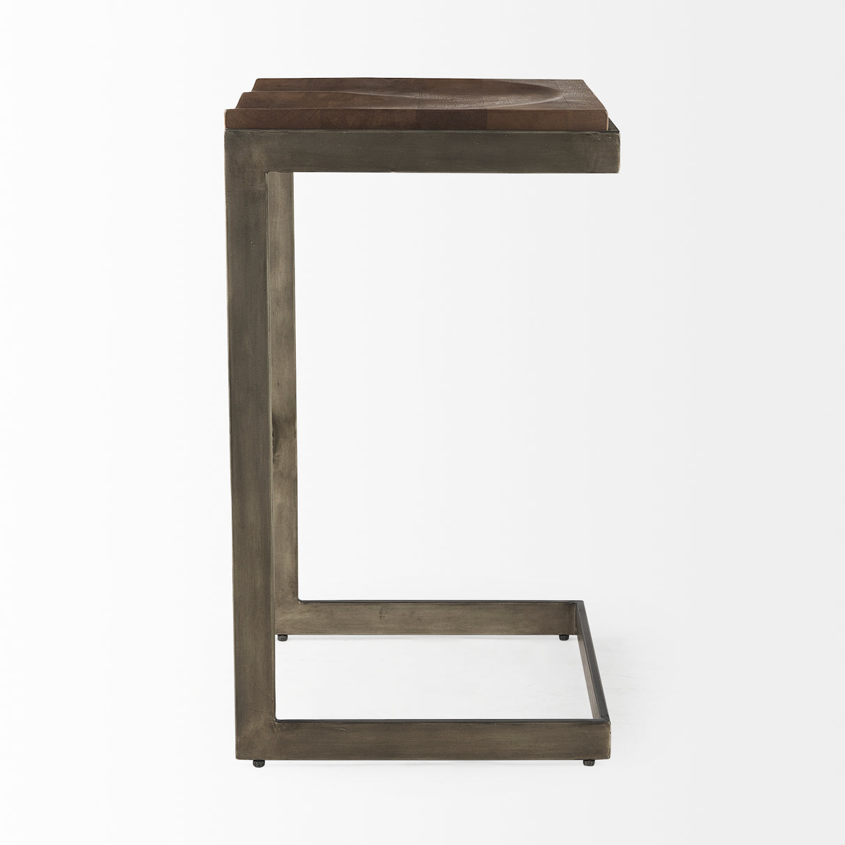 Kiran 17L x 17W x 30H Medium Brown Wood W/ Antique Nickel Finished Metal Frame Bar Stool from Mercana - Luna Furniture