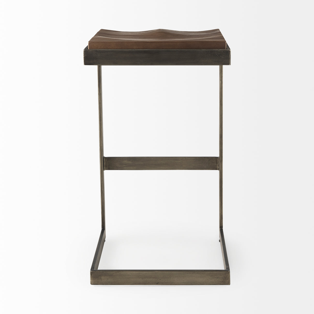 Kiran 17L x 17W x 30H Medium Brown Wood W/ Antique Nickel Finished Metal Frame Bar Stool from Mercana - Luna Furniture