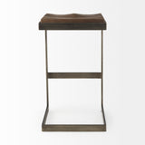 Kiran 17L x 17W x 30H Medium Brown Wood W/ Antique Nickel Finished Metal Frame Bar Stool from Mercana - Luna Furniture