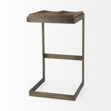 Kiran 17L x 17W x 30H Medium Brown Wood W/ Antique Nickel Finished Metal Frame Bar Stool from Mercana - Luna Furniture