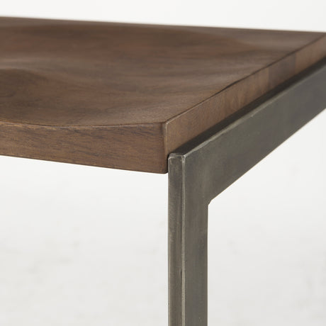Kiran 17L x 17W x 30H Medium Brown Wood W/ Antique Nickel Finished Metal Frame Bar Stool from Mercana - Luna Furniture