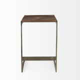 Kiran 17L x 17W x 26H Medium Brown Wood W/ Antique Nickel Finished Metal Frame Counter Stool from Mercana - Luna Furniture