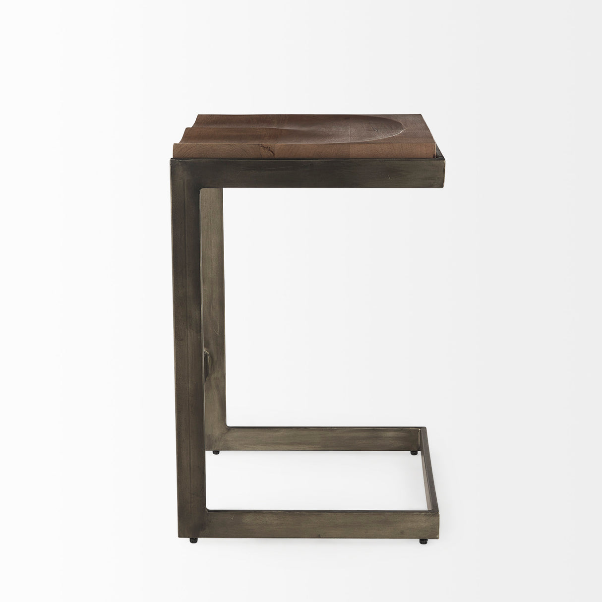 Kiran 17L x 17W x 26H Medium Brown Wood W/ Antique Nickel Finished Metal Frame Counter Stool from Mercana - Luna Furniture