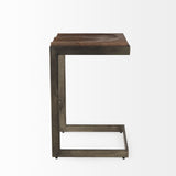 Kiran 17L x 17W x 26H Medium Brown Wood W/ Antique Nickel Finished Metal Frame Counter Stool from Mercana - Luna Furniture