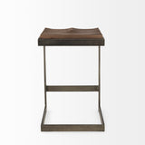 Kiran 17L x 17W x 26H Medium Brown Wood W/ Antique Nickel Finished Metal Frame Counter Stool from Mercana - Luna Furniture