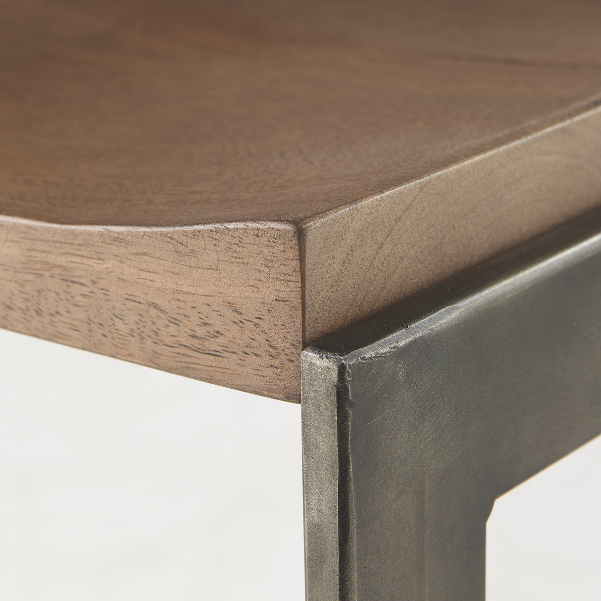Kiran 17L x 17W x 26H Medium Brown Wood W/ Antique Nickel Finished Metal Frame Counter Stool from Mercana - Luna Furniture
