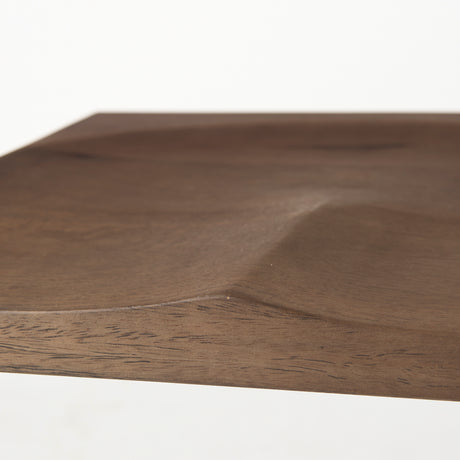 Kiran 17L x 17W x 26H Medium Brown Wood W/ Antique Nickel Finished Metal Frame Counter Stool from Mercana - Luna Furniture