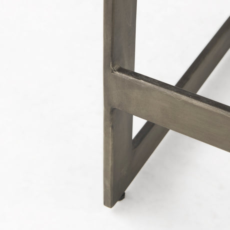 Kiran 17L x 17W x 26H Medium Brown Wood W/ Antique Nickel Finished Metal Frame Counter Stool from Mercana - Luna Furniture