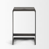 Kiran 17L x 17W x 26H Black Wood W/ Black Metal Base C-Shape Counter Stool from Mercana - Luna Furniture