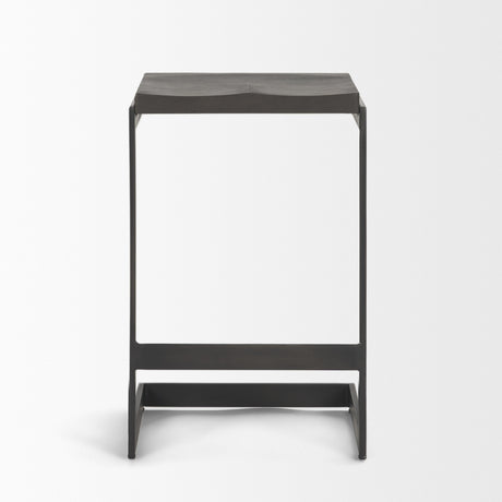 Kiran 17L x 17W x 26H Black Wood W/ Black Metal Base C-Shape Counter Stool from Mercana - Luna Furniture