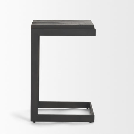 Kiran 17L x 17W x 26H Black Wood W/ Black Metal Base C-Shape Counter Stool from Mercana - Luna Furniture