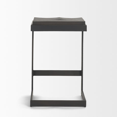 Kiran 17L x 17W x 26H Black Wood W/ Black Metal Base C-Shape Counter Stool from Mercana - Luna Furniture