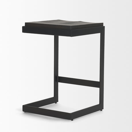 Kiran 17L x 17W x 26H Black Wood W/ Black Metal Base C-Shape Counter Stool from Mercana - Luna Furniture