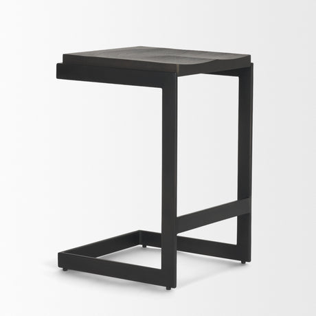 Kiran 17L x 17W x 26H Black Wood W/ Black Metal Base C-Shape Counter Stool from Mercana - Luna Furniture