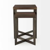 Faye (Set of 2) 19L x 19W x 26H Medium Brown Wood W/Metal Base Accent Tables from Mercana - Luna Furniture
