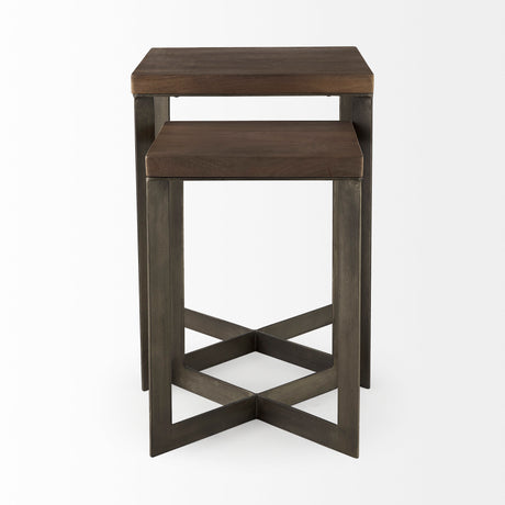 Faye (Set of 2) 19L x 19W x 26H Medium Brown Wood W/Metal Base Accent Tables from Mercana - Luna Furniture
