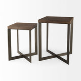Faye (Set of 2) 19L x 19W x 26H Medium Brown Wood W/Metal Base Accent Tables from Mercana - Luna Furniture
