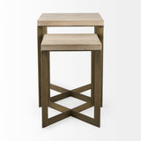 Faye (Set of 2) 19L x 19W x 26H Beige Finished Wood W/ Gold Metal Base Accent Tables from Mercana - Luna Furniture