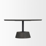 Maxwell 34L x 34W x 16H Dark Brown Wood W/ Black Metal Pedestal Base Round Coffee Table from Mercana - Luna Furniture