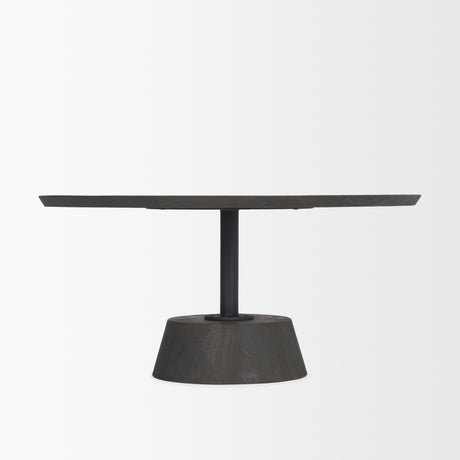 Maxwell 34L x 34W x 16H Dark Brown Wood W/ Black Metal Pedestal Base Round Coffee Table from Mercana - Luna Furniture