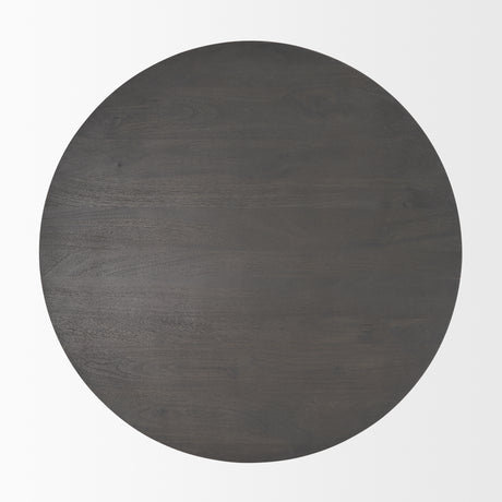 Maxwell 34L x 34W x 16H Dark Brown Wood W/ Black Metal Pedestal Base Round Coffee Table from Mercana - Luna Furniture