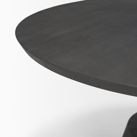 Maxwell 34L x 34W x 16H Dark Brown Wood W/ Black Metal Pedestal Base Round Coffee Table from Mercana - Luna Furniture