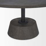 Maxwell 34L x 34W x 16H Dark Brown Wood W/ Black Metal Pedestal Base Round Coffee Table from Mercana - Luna Furniture