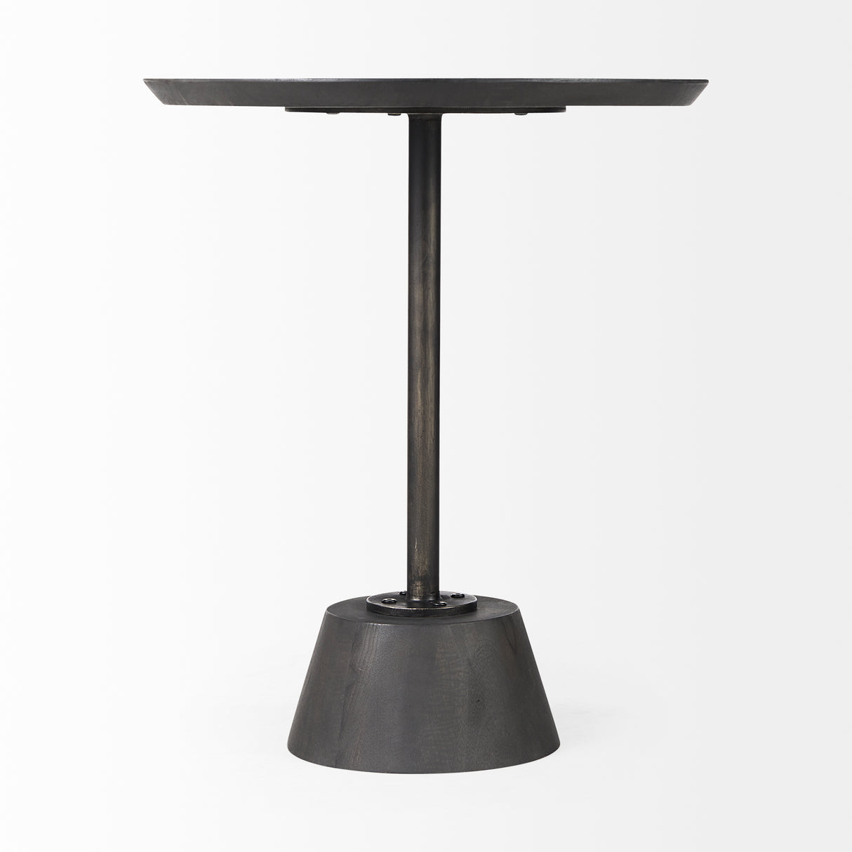 Maxwell 20" Round Dark Brown Wood w/ Black Metal Pedestal Side Table from Mercana - Luna Furniture