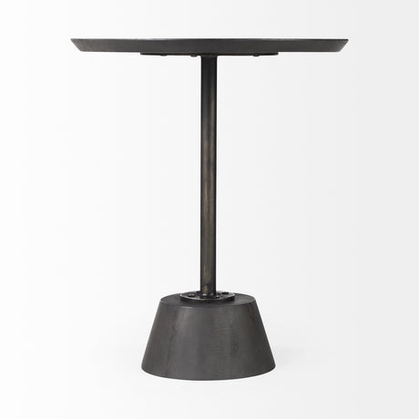 Maxwell 20" Round Dark Brown Wood w/ Black Metal Pedestal Side Table from Mercana - Luna Furniture