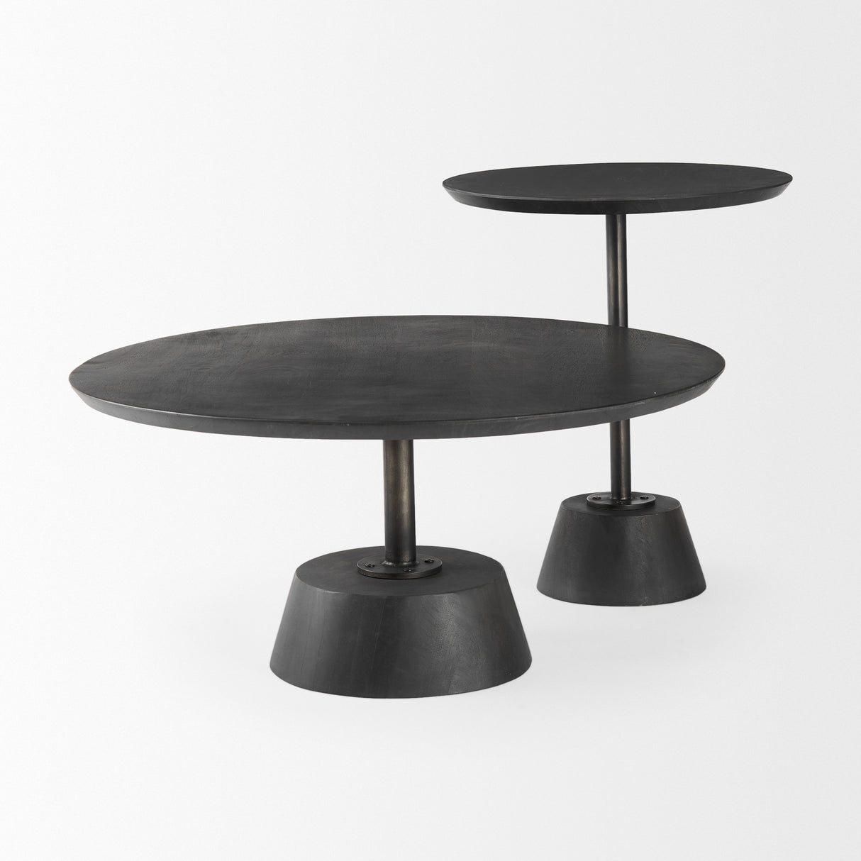 Maxwell 20" Round Dark Brown Wood w/ Black Metal Pedestal Side Table from Mercana - Luna Furniture