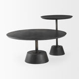 Maxwell 20" Round Dark Brown Wood w/ Black Metal Pedestal Side Table from Mercana - Luna Furniture