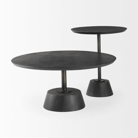 Maxwell 20" Round Dark Brown Wood w/ Black Metal Pedestal Side Table from Mercana - Luna Furniture