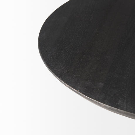 Maxwell 20" Round Dark Brown Wood w/ Black Metal Pedestal Side Table from Mercana - Luna Furniture