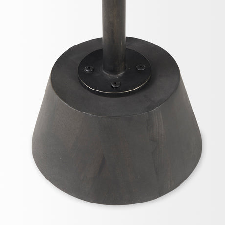 Maxwell 20" Round Dark Brown Wood w/ Black Metal Pedestal Side Table from Mercana - Luna Furniture