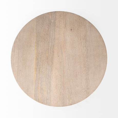 Maxwell 20" Round Light Brown Wood w/ Gold Metal Pedestal Side Table from Mercana - Luna Furniture