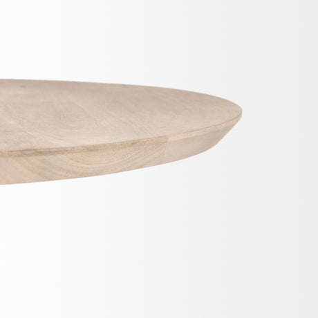 Maxwell 20" Round Light Brown Wood w/ Gold Metal Pedestal Side Table from Mercana - Luna Furniture