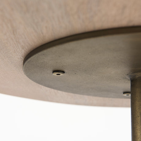Maxwell 20" Round Light Brown Wood w/ Gold Metal Pedestal Side Table from Mercana - Luna Furniture