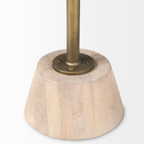 Maxwell 20" Round Light Brown Wood w/ Gold Metal Pedestal Side Table from Mercana - Luna Furniture
