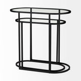 Celine 24.2 L x 12.6 W x 22.4 H Set of Two Black/Silver Metal and Glass Nesting Accent Tables from Mercana - Luna Furniture