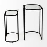 Celine 24.2 L x 12.6 W x 22.4 H Set of Two Black/Silver Metal and Glass Nesting Accent Tables from Mercana - Luna Furniture