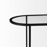 Celine 24.2 L x 12.6 W x 22.4 H Set of Two Black/Silver Metal and Glass Nesting Accent Tables from Mercana - Luna Furniture