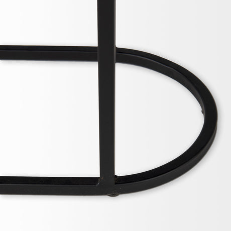 Celine 24.2 L x 12.6 W x 22.4 H Set of Two Black/Silver Metal and Glass Nesting Accent Tables from Mercana - Luna Furniture