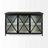 Dimitra 62.0L x 32.0W x 36.0H Dark Iron W/Glass Doors Kitchen Island from Mercana - Luna Furniture