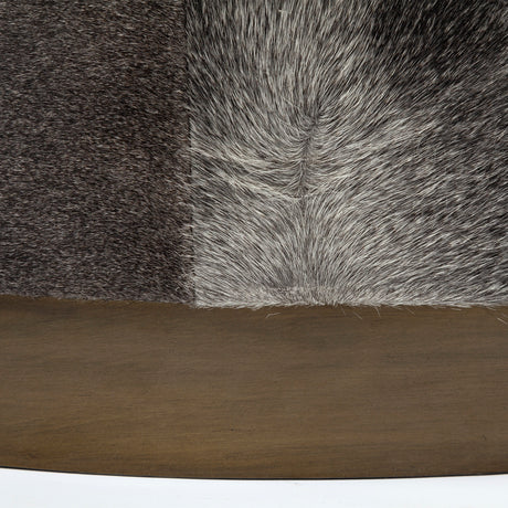 Zahavi 36" Gray Hair-On-hide W/Metal Base Ottoman from Mercana - Luna Furniture