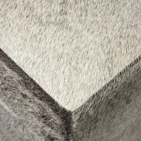 Zahavi I 20" Grey-toned hair-on-hide ottoman from Mercana - Luna Furniture
